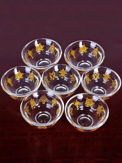 Crystal Auspicious Water Bowl Tibetan Buddhism for The Cup of Water Cup Buddha Supply Bowl Single 8/9cm