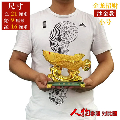 Crystal Car Fortune Golden Dragon Fish Ornaments Home Living Room Wine Cabinet Decoration Living Room Office Shop Opening Gifts