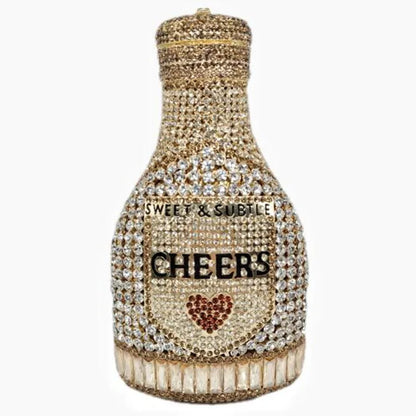 Crystal Handbags Lady Gold Rhinestones Evening Bags For Bridal Stones Bottle Cheer Clutches Bags Wedding Party