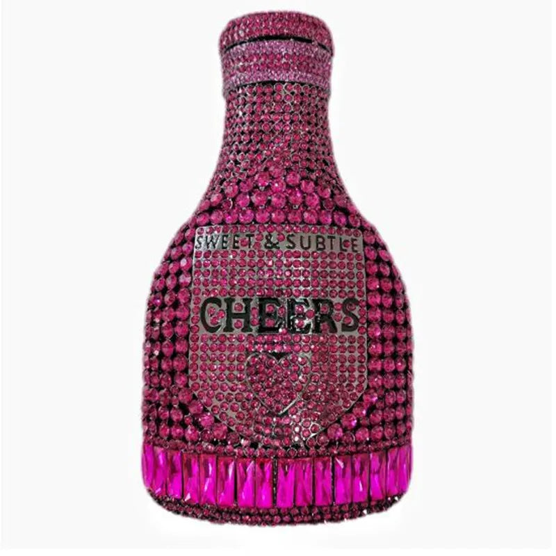 Crystal Handbags Lady Gold Rhinestones Evening Bags For Bridal Stones Bottle Cheer Clutches Bags Wedding Party