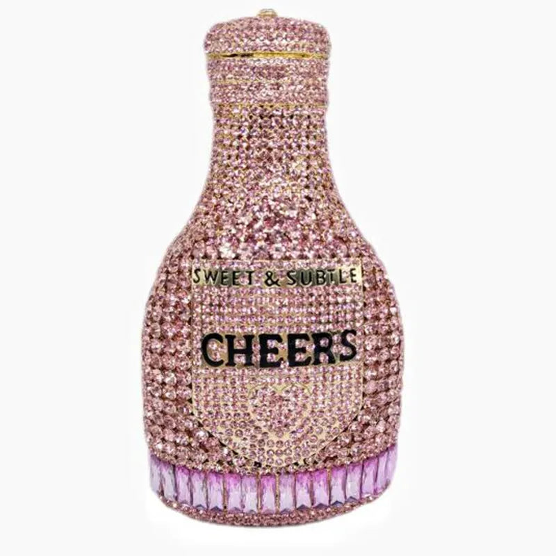 Crystal Handbags Lady Gold Rhinestones Evening Bags For Bridal Stones Bottle Cheer Clutches Bags Wedding Party