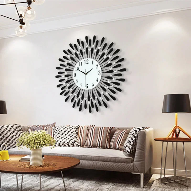 Crystal Sun Modern Style Silent Wall Clock 38X38cm, 2020 New Product Living Room Office Home Wall Decoration