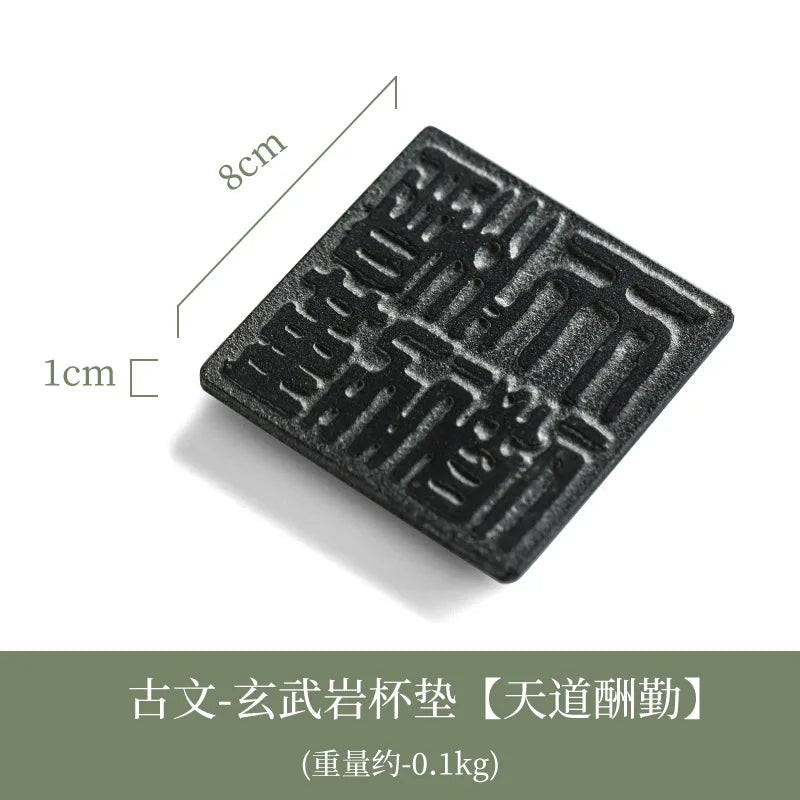 Cup Mat Coaster Teapot Teacup Nature Stone Pad Coffee Placemats Home Decor Durable Heat Resistant Black Square Culture Teaware