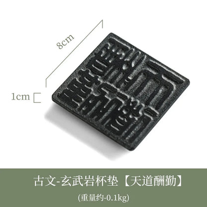 Cup Mat Coaster Teapot Teacup Nature Stone Pad Coffee Placemats Home Decor Durable Heat Resistant Black Square Culture Teaware