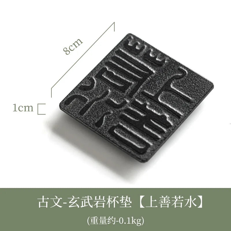 Cup Mat Coaster Teapot Teacup Nature Stone Pad Coffee Placemats Home Decor Durable Heat Resistant Black Square Culture Teaware