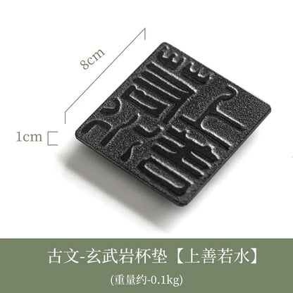 Cup Mat Coaster Teapot Teacup Nature Stone Pad Coffee Placemats Home Decor Durable Heat Resistant Black Square Culture Teaware