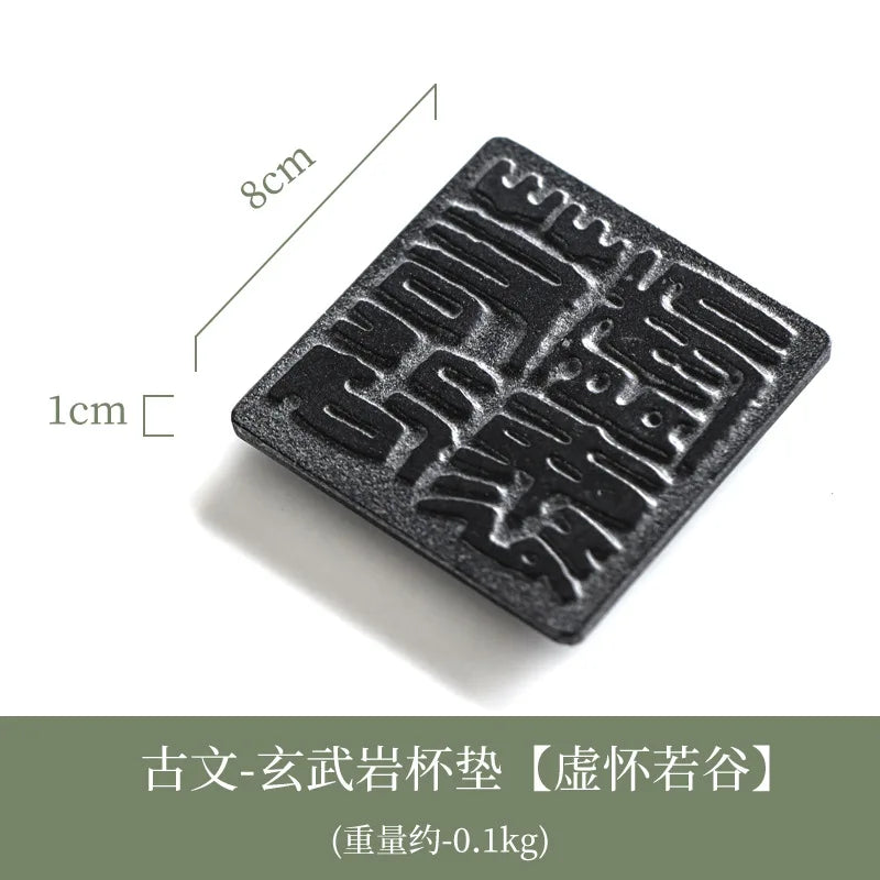 Cup Mat Coaster Teapot Teacup Nature Stone Pad Coffee Placemats Home Decor Durable Heat Resistant Black Square Culture Teaware