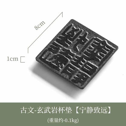 Cup Mat Coaster Teapot Teacup Nature Stone Pad Coffee Placemats Home Decor Durable Heat Resistant Black Square Culture Teaware