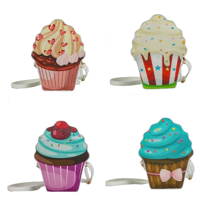 Cupcake Bag Crossbody Purse PU Crossbody Shoulder Bag Cupcake Box Crossbody Handbag Small Purse Phone Shoulder Bag