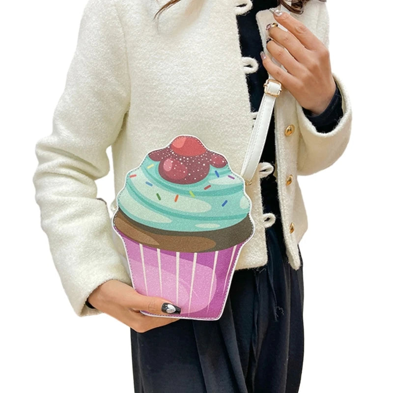 Cupcake Bag Crossbody Purse PU Crossbody Shoulder Bag Cupcake Box Crossbody Handbag Small Purse Phone Shoulder Bag
