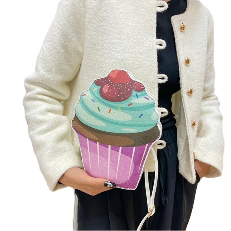 Cupcake Bag Crossbody Purse PU Crossbody Shoulder Bag Cupcake Box Crossbody Handbag Small Purse Phone Shoulder Bag