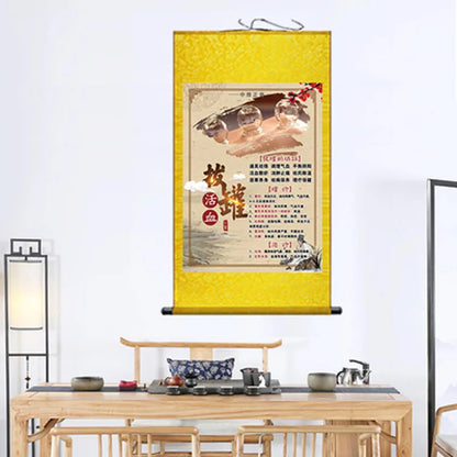 Cupping Scraping Massage Traditional Chinese Medicine Art Wall Scroll Wall Hanging Painting Scroll
