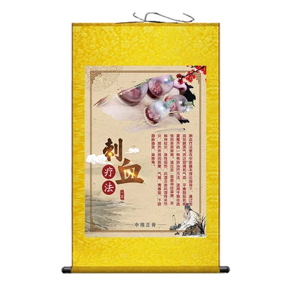 Cupping Scraping Massage Traditional Chinese Medicine Art Wall Scroll Wall Hanging Painting Scroll