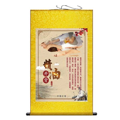 Cupping Scraping Massage Traditional Chinese Medicine Art Wall Scroll Wall Hanging Painting Scroll