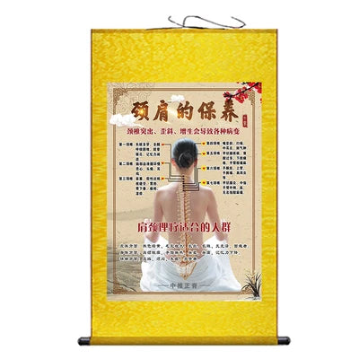 Cupping Scraping Massage Traditional Chinese Medicine Art Wall Scroll Wall Hanging Painting Scroll