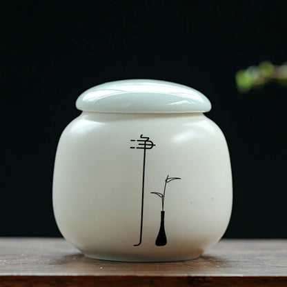 Custom Ceramic Tea Tin Portable Mini Tea Container Coffee Moisture-proof Jar Kitchen Spice Storage Can Home Tea Set Accessories
