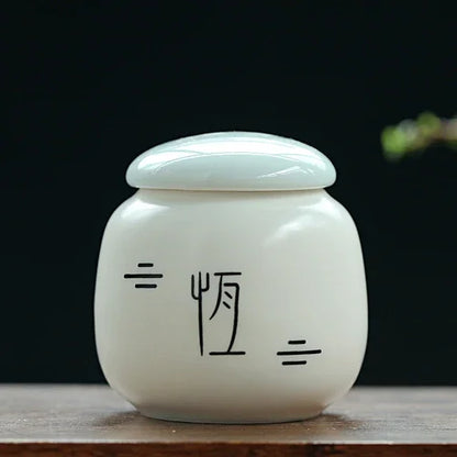 Custom Ceramic Tea Tin Portable Mini Tea Container Coffee Moisture-proof Jar Kitchen Spice Storage Can Home Tea Set Accessories
