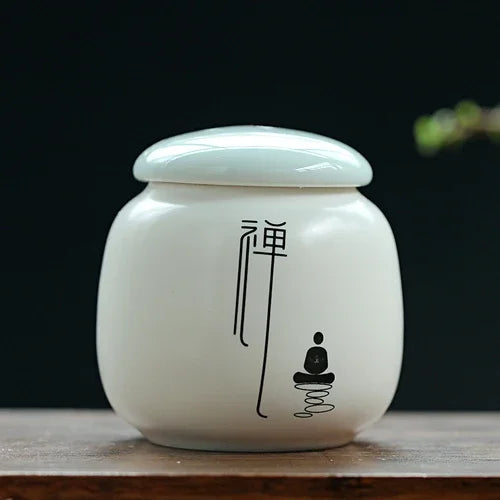 Custom Ceramic Tea Tin Portable Mini Tea Container Coffee Moisture-proof Jar Kitchen Spice Storage Can Home Tea Set Accessories