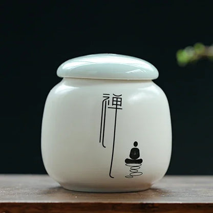 Custom Ceramic Tea Tin Portable Mini Tea Container Coffee Moisture-proof Jar Kitchen Spice Storage Can Home Tea Set Accessories