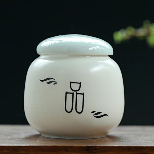 Custom Ceramic Tea Tin Portable Mini Tea Container Coffee Moisture-proof Jar Kitchen Spice Storage Can Home Tea Set Accessories