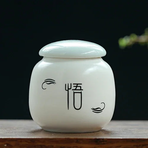 Custom Ceramic Tea Tin Portable Mini Tea Container Coffee Moisture-proof Jar Kitchen Spice Storage Can Home Tea Set Accessories