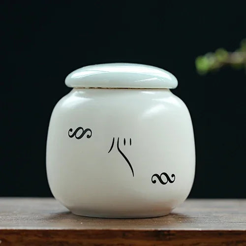 Custom Ceramic Tea Tin Portable Mini Tea Container Coffee Moisture-proof Jar Kitchen Spice Storage Can Home Tea Set Accessories