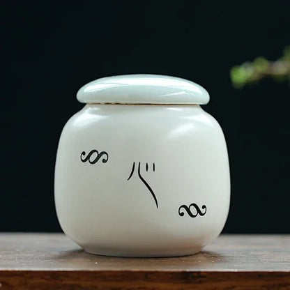 Custom Ceramic Tea Tin Portable Mini Tea Container Coffee Moisture-proof Jar Kitchen Spice Storage Can Home Tea Set Accessories