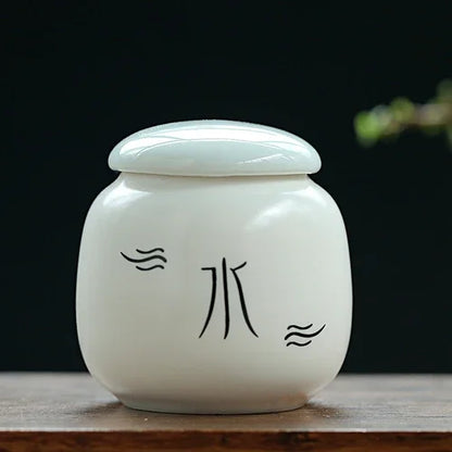 Custom Ceramic Tea Tin Portable Mini Tea Container Coffee Moisture-proof Jar Kitchen Spice Storage Can Home Tea Set Accessories