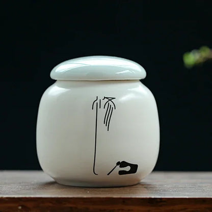 Custom Ceramic Tea Tin Portable Mini Tea Container Coffee Moisture-proof Jar Kitchen Spice Storage Can Home Tea Set Accessories