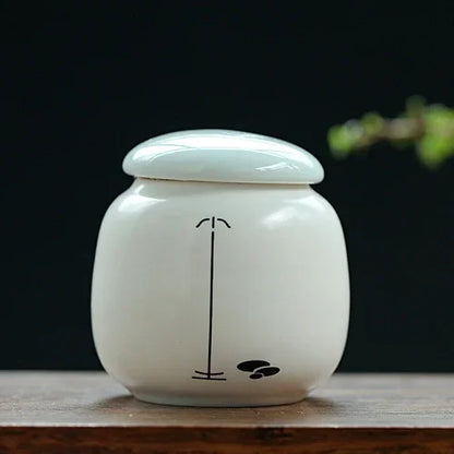 Custom Ceramic Tea Tin Portable Mini Tea Container Coffee Moisture-proof Jar Kitchen Spice Storage Can Home Tea Set Accessories
