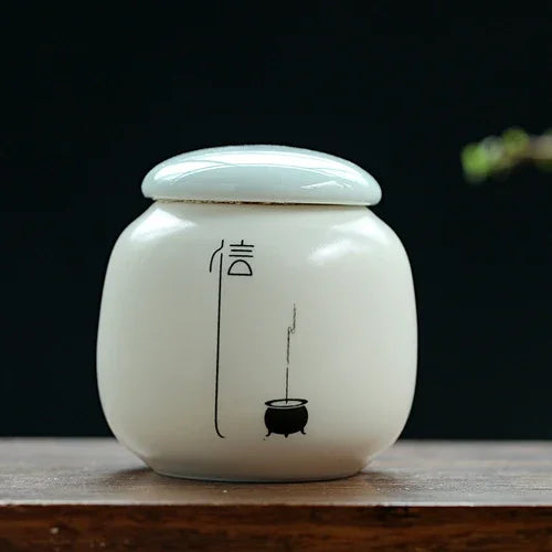 Custom Ceramic Tea Tin Portable Mini Tea Container Coffee Moisture-proof Jar Kitchen Spice Storage Can Home Tea Set Accessories
