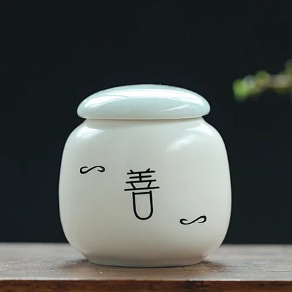 Custom Ceramic Tea Tin Portable Mini Tea Container Coffee Moisture-proof Jar Kitchen Spice Storage Can Home Tea Set Accessories
