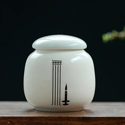 Custom Ceramic Tea Tin Portable Mini Tea Container Coffee Moisture-proof Jar Kitchen Spice Storage Can Home Tea Set Accessories