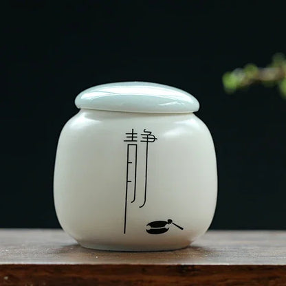 Custom Ceramic Tea Tin Portable Mini Tea Container Coffee Moisture-proof Jar Kitchen Spice Storage Can Home Tea Set Accessories