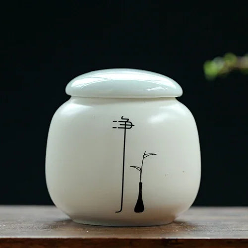 Custom Ceramic Tea Tin Portable Mini Tea Container Coffee Moisture-proof Jar Kitchen Spice Storage Can Home Tea Set Accessories