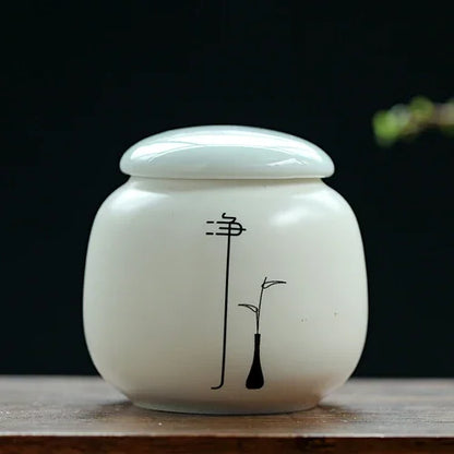 Custom Ceramic Tea Tin Portable Mini Tea Container Coffee Moisture-proof Jar Kitchen Spice Storage Can Home Tea Set Accessories