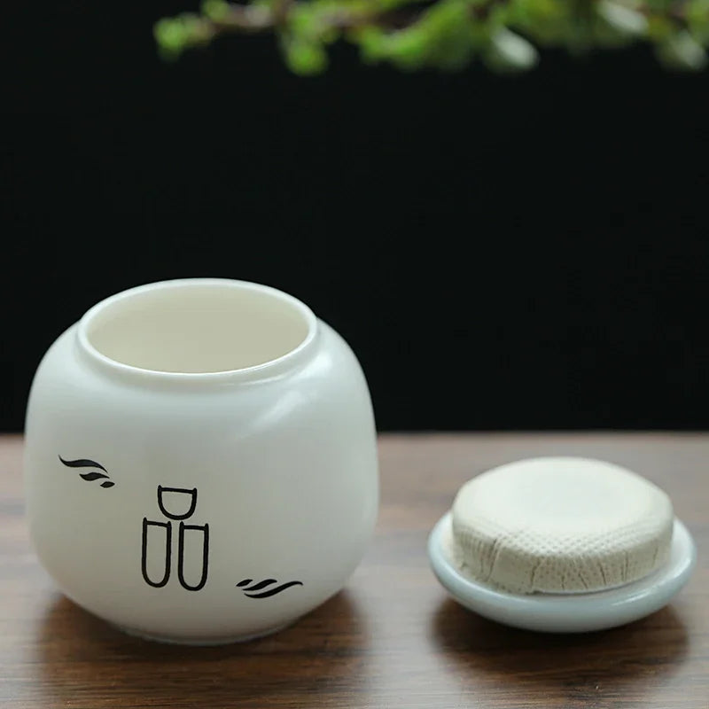 Custom Ceramic Tea Tin Portable Mini Tea Container Coffee Moisture-proof Jar Kitchen Spice Storage Can Home Tea Set Accessories
