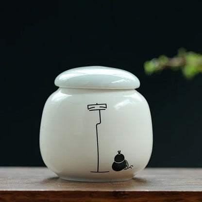 Custom Ceramic Tea Tin Portable Mini Tea Container Coffee Moisture-proof Jar Kitchen Spice Storage Can Home Tea Set Accessories