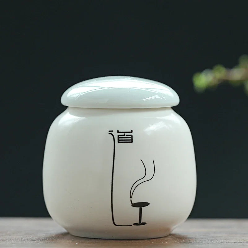 Custom Ceramic Tea Tin Portable Mini Tea Container Coffee Moisture-proof Jar Kitchen Spice Storage Can Home Tea Set Accessories