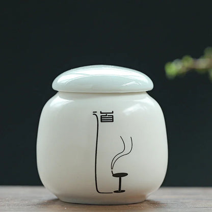 Custom Ceramic Tea Tin Portable Mini Tea Container Coffee Moisture-proof Jar Kitchen Spice Storage Can Home Tea Set Accessories