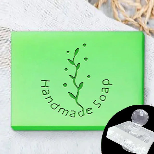 Custom Clear Acrylic Soap Stamp Mini Seal Chapter Diy Handmade Soap Making Supplies Tools Kits Flower English Letter Pattern
