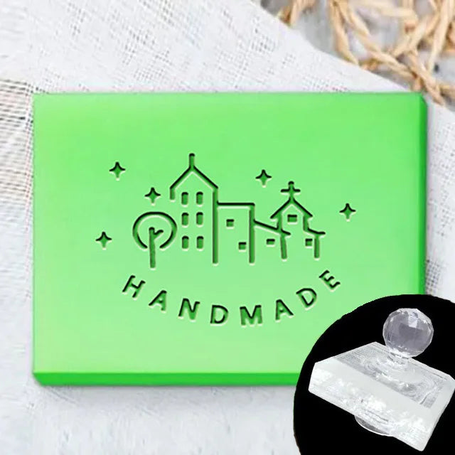 Custom Clear Acrylic Soap Stamp Mini Seal Chapter Diy Handmade Soap Making Supplies Tools Kits Flower English Letter Pattern