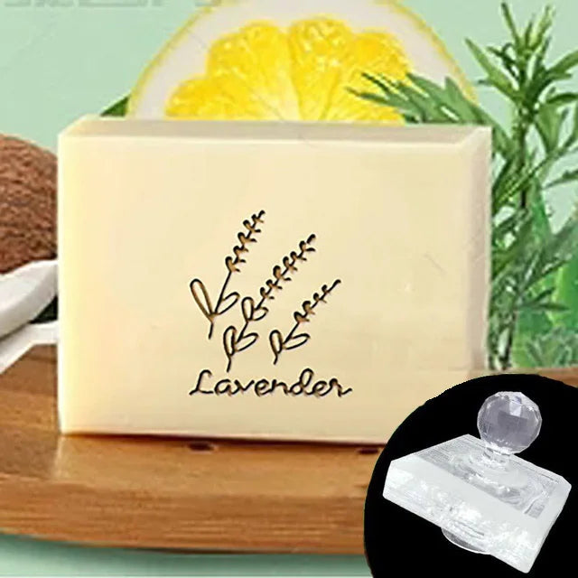 Custom Clear Acrylic Soap Stamp Mini Seal Chapter Diy Handmade Soap Making Supplies Tools Kits Flower English Letter Pattern
