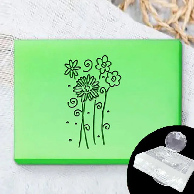 Custom Clear Acrylic Soap Stamp Mini Seal Chapter Diy Handmade Soap Making Supplies Tools Kits Flower English Letter Pattern