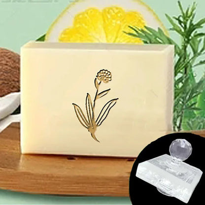 Custom Clear Acrylic Soap Stamp Mini Seal Chapter Diy Handmade Soap Making Supplies Tools Kits Flower English Letter Pattern