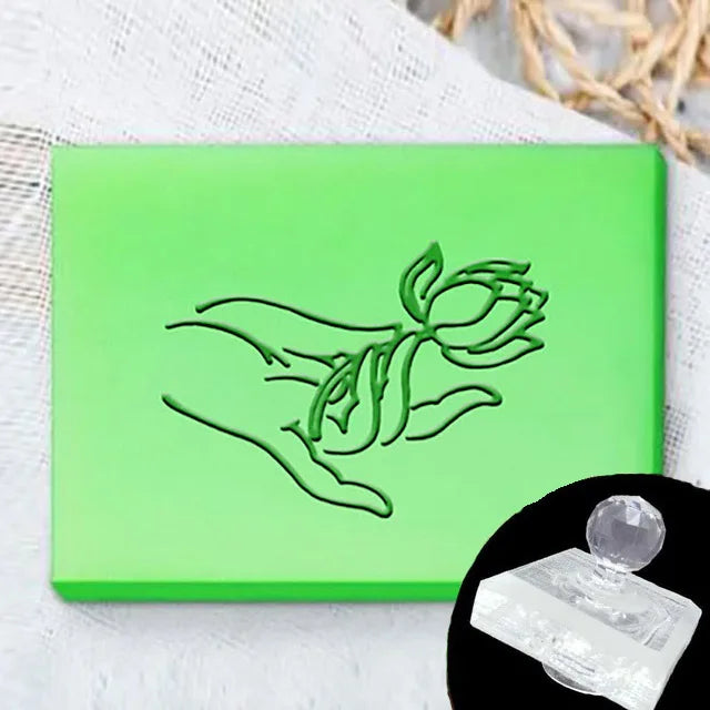 Custom Clear Acrylic Soap Stamp Mini Seal Chapter Diy Handmade Soap Making Supplies Tools Kits Flower English Letter Pattern