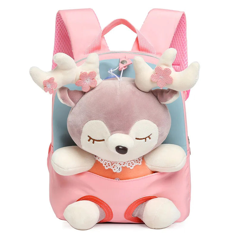 Custom Cute Toddler Backpack for Girls Custom Any Name Little Doll Stuffed Animal Kids Plush Backpack Mini Baby Girl Backpack