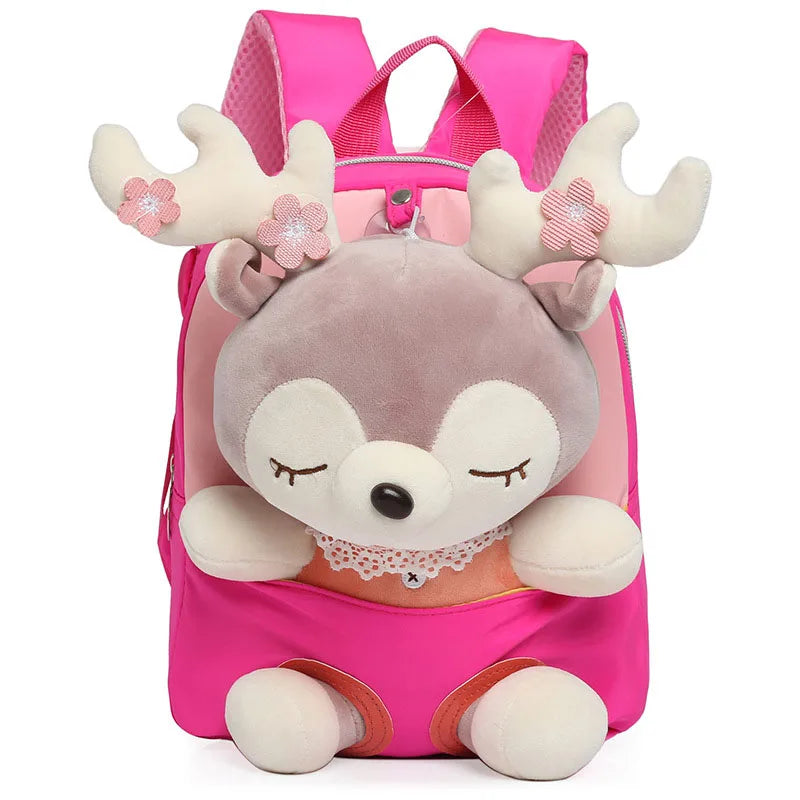 Custom Cute Toddler Backpack for Girls Custom Any Name Little Doll Stuffed Animal Kids Plush Backpack Mini Baby Girl Backpack
