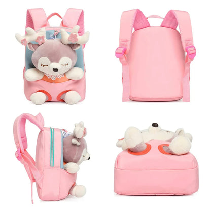 Custom Cute Toddler Backpack for Girls Custom Any Name Little Doll Stuffed Animal Kids Plush Backpack Mini Baby Girl Backpack