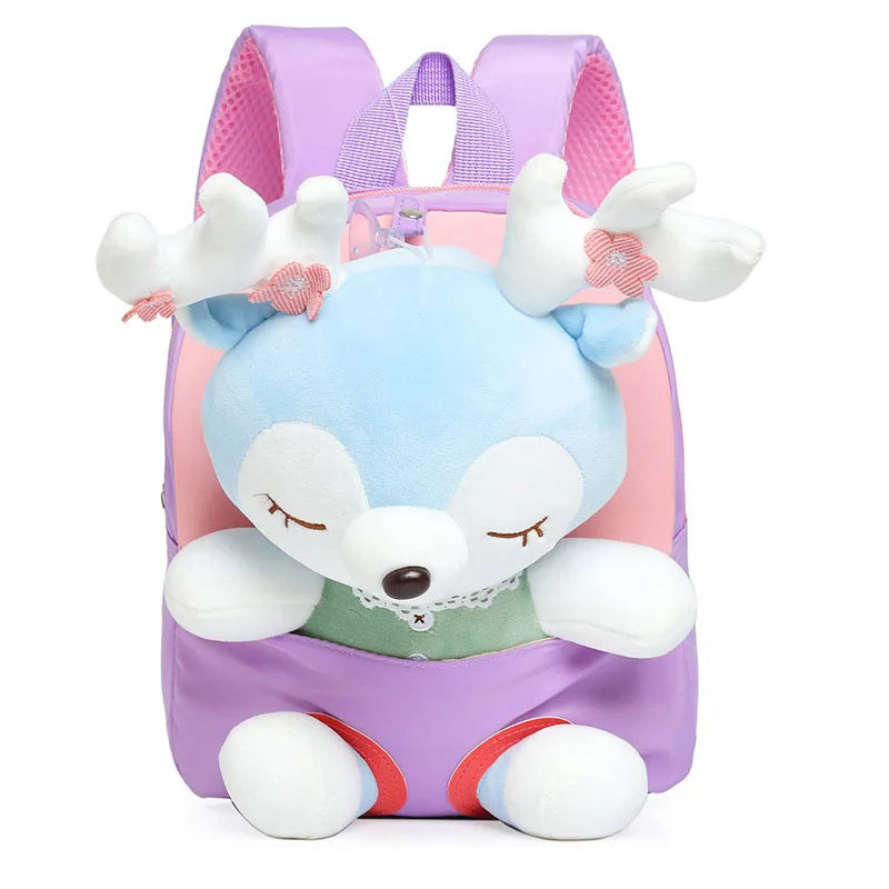 Custom Cute Toddler Backpack for Girls Custom Any Name Little Doll Stuffed Animal Kids Plush Backpack Mini Baby Girl Backpack